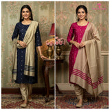 Women's Slub Silk Indian Kurti – 3 Piece Set | 250229